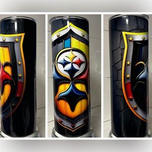 Pittsburgh Steelers 20oz Skinny Tumbler
with lid and Plastic Straw